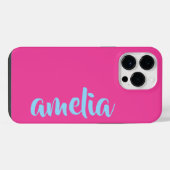 Aqua blauw custom name script roze I Phone Case iPhone Hoesje (Achterkant horizontaal)
