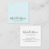 Aqua blauw elegant minimalistisch vrouwelijk profe vierkante visitekaartje (Voorkant / Achterkant)