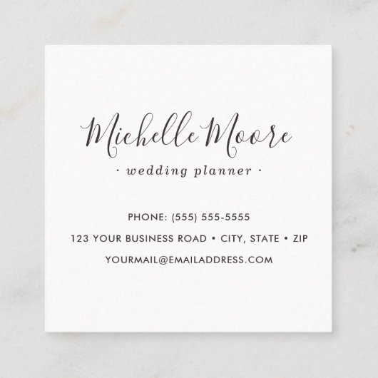 Aqua blauw elegant minimalistisch vrouwelijk profe vierkante visitekaartje (Achterkant)