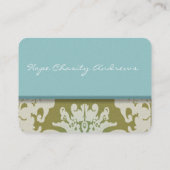 aqua Blauw en Goud Damask Bloemen - Visitekaartje (Achterkant)