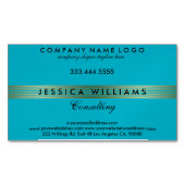 Aqua blauw en goud strepen patroon visitekaartje magneet (Voorkant)