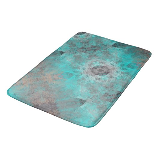Aqua blauw en grijs decoratief badmat (Gekanteld)