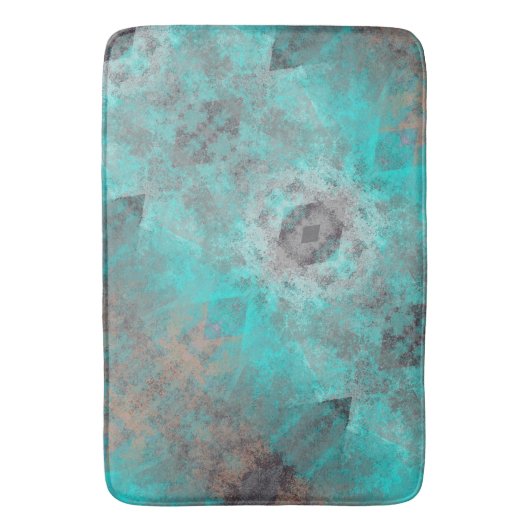 Aqua blauw en grijs decoratief badmat (Voorkant Verticaal)