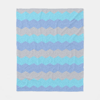 Aqua, blauw en grijze chevron fleece deken