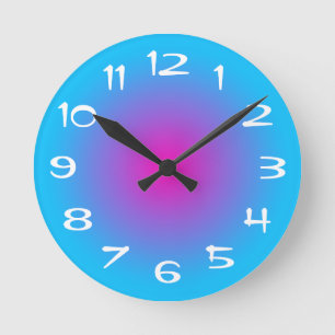Aqua blauw en hete roze radiale gradiënt ronde klok