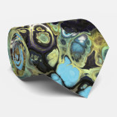 Aqua-blauw en olijfgroen marmer-stropdas-kleurstof stropdas (Opgerold)