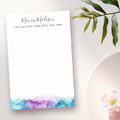 Aqua blauw en paarse waterverf splash border post-it® notes
