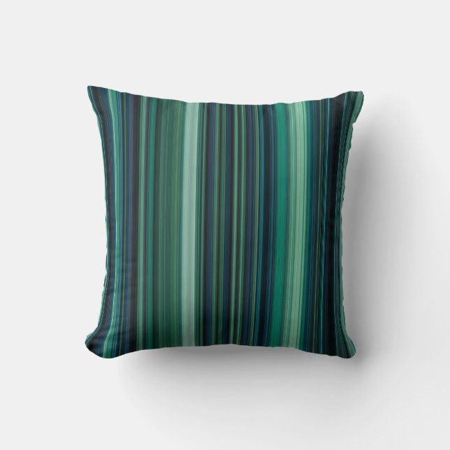 Aqua blauw en turkoois gestreept kussen (Voorkant)