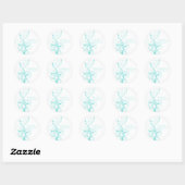 Aqua Blauw en Wit Bloemen Bruiloft Favor Sticker (Vel)