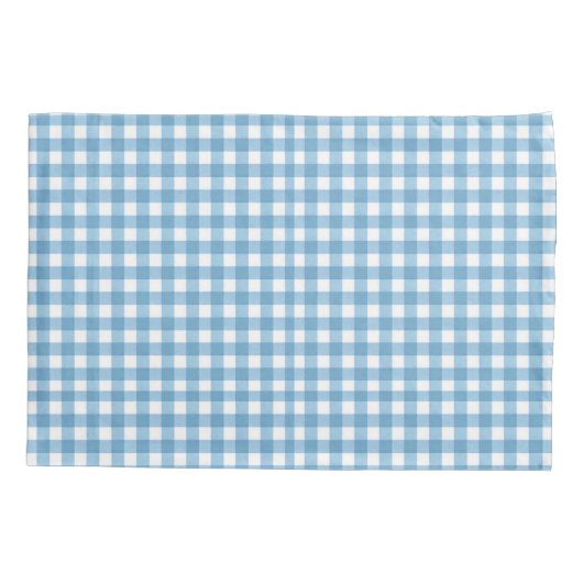 Aqua Blauw en Wit Gingham Patroon Kussensloop (Achterkant-Links)