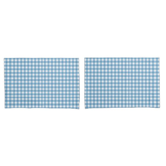 Aqua Blauw en Wit Gingham Patroon Kussensloop (Voorkant-Set)