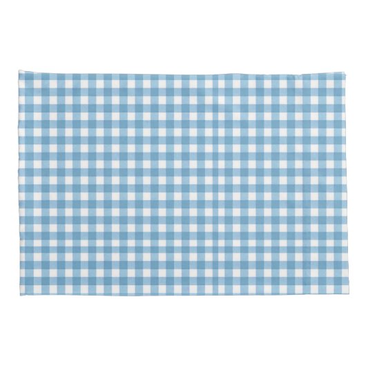 Aqua Blauw en Wit Gingham Patroon Kussensloop (Achterkant-Rechts)