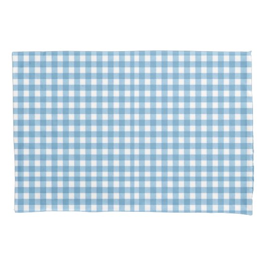 Aqua Blauw en Wit Gingham Patroon Kussensloop (Voorkant-Links)