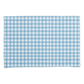 Aqua Blauw en Wit Gingham Patroon Kussensloop (Voorkant-Rechts)