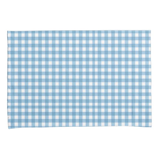 Aqua Blauw en Wit Gingham Patroon Kussensloop (Voorkant-Rechts)