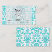 aqua blauw en wit ingewikkeld demperspatroon visitekaartje (Voorkant / Achterkant)