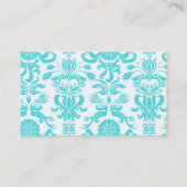 aqua blauw en wit ingewikkeld demperspatroon visitekaartje (Achterkant)