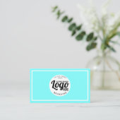 Aqua blauw en wit Logo Professional Visitekaartje (Staand voorkant)