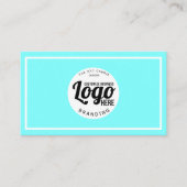 Aqua blauw en wit Logo Professional Visitekaartje (Voorkant)