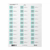 Aqua Blauw en Wit Marokkaans Patroon met Monogram Etiket (Full Sheet)