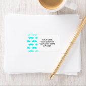 Aqua Blauw en Wit Mustache Patroon 1 Etiket (Insitu)