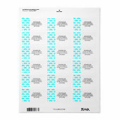 Aqua Blauw en Wit Mustache Patroon 1 Etiket (Full Sheet)