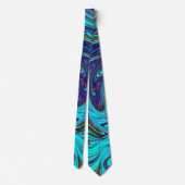Aqua Blauw en Zwarte Groovy Abstracte Retro Kunst Stropdas (Achterkant)