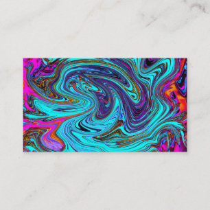 Aqua Blauw en Zwarte Groovy Abstracte Retro Kunst Visitekaartje
