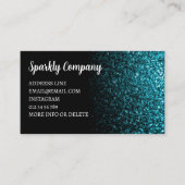 Aqua blauw faux sparkle zwart elegante QR-code Visitekaartje (Voorkant)