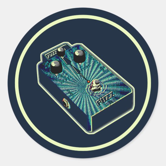 Aqua blauw Fuzz Ronde Sticker (Voorkant)