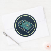 Aqua blauw Fuzz Ronde Sticker (Envelop)