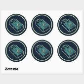 Aqua blauw Fuzz Ronde Sticker (Vel)