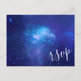 Aqua Blauw Galactisch Foto Elegant RSVP Uitnodiging Briefkaart