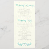 Aqua blauw gebladerte lijst huwelijksprogramma programmakaart (Achterkant)