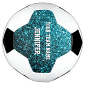 Aqua blauw glitter sprankelt Jouw naam Team Voetbal (Gedraaid)