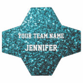 Aqua blauw glitter sprankelt Jouw naam Team Voetbal (Enkel)