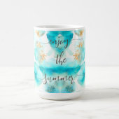 Aqua blauw goud koffiemok (Center)