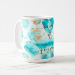 Aqua blauw goud koffiemok