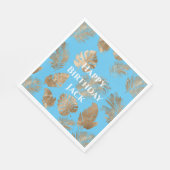 Aqua Blauw Goud Tropische bladeren Servet (Hoek)