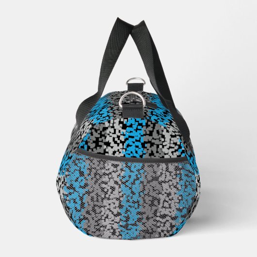 Aqua blauw grijs zwart digitale pixelstrepen plunjezak (Rechts)