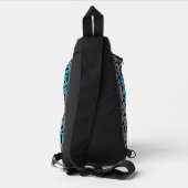 Aqua blauw grijs zwart digitale pixelstrepen sling bag (Achterkant)