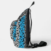 Aqua blauw grijs zwart digitale pixelstrepen sling bag (Rechts)