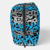 Aqua blauw, grijs zwart digitale pixelstrepen toilettasje (Rechts)