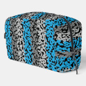 Aqua blauw, grijs zwart digitale pixelstrepen toilettasje (Rechterhoek)