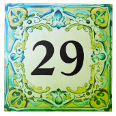 Aqua Blauw Groen Decoratief Huisnummerplaat Tegeltje (Voorkant)