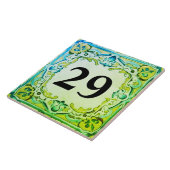 Aqua Blauw Groen Decoratief Huisnummerplaat Tegeltje (Zijkant)