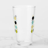 Aqua blauw groen gele cirkels lijnen midden eeuw glas (Links)