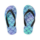 Aqua Blauw Groen Iriserende Zeemeermin Schalen Kinder Teenslippers (Voetbed)