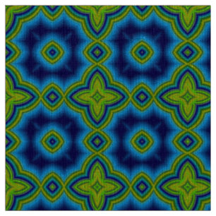 Aqua blauw & groen Marokkaans geometrisch patroon Stof