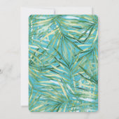 Aqua Blauw Groen Tropisch Bladeren Waterverf Bruil Kaart (Achterkant)